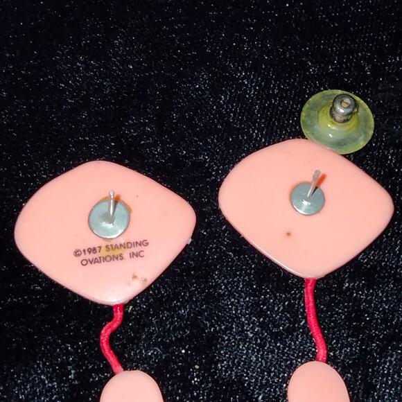 Standing Ovations Red Telephone of the Hook Vintage 80s Dangle Earrings - Picture 12 of 14